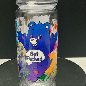 Sweary Care Bears 16oz Shatterproof Can Cup with Lid and Straw